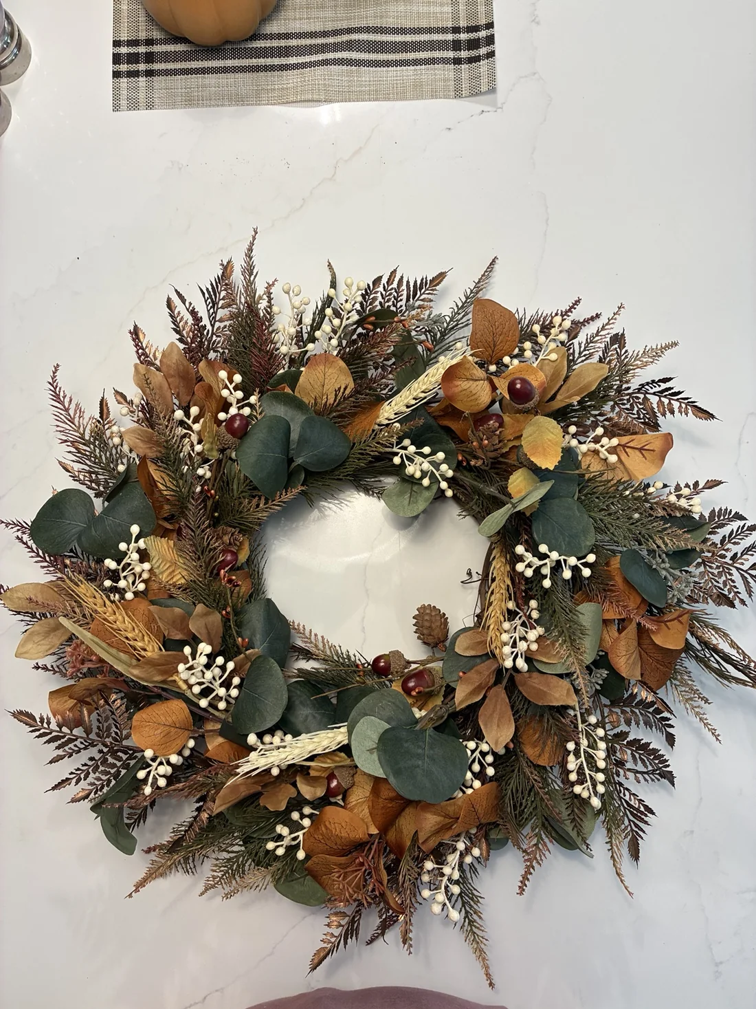 Eucalyptus and berry wreath detail