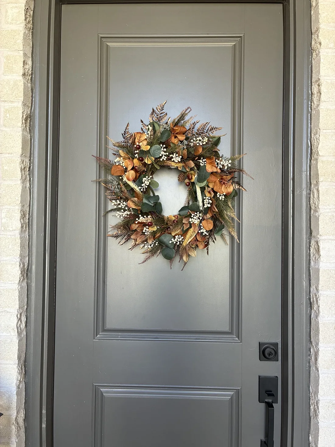 Wreath displayed on a front door